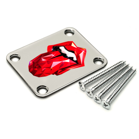 Plaque de fixation manche pour guitare électrique Gotoh - Métal chrome avec graphique Rolling Stone