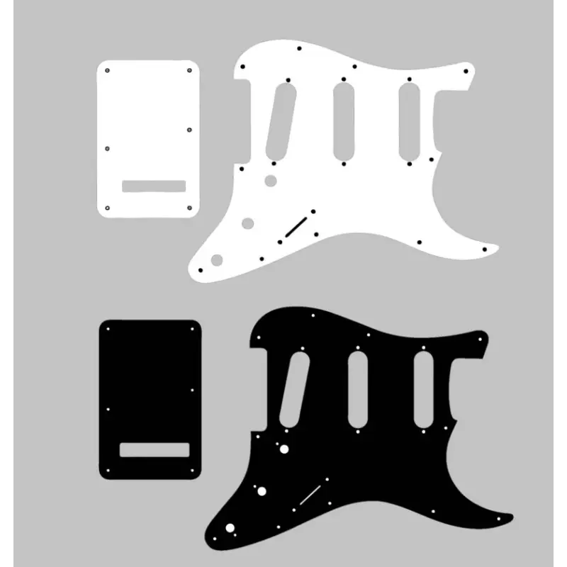 Pickguard + Plaque arrière pour Stratocaster – multiple configurations Pickguard + Plaque arrière pour Stratocaster – multiple configurations