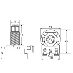 Potentiomètre A250k audio guitare | LVSublim