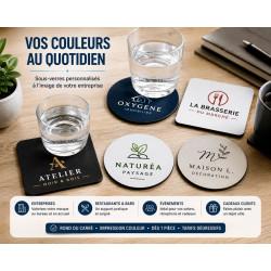 Sous-verre personnalisé avec logo – Rond ou carré 10 cm