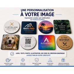 Sous-verre personnalisé avec logo – Rond ou carré 10 cm
