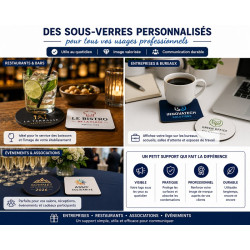 Sous-verre personnalisé avec logo – Rond ou carré 10 cm