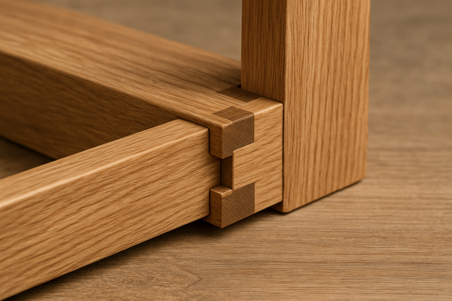 Pièce de meuble en bois massif avec assemblage précis