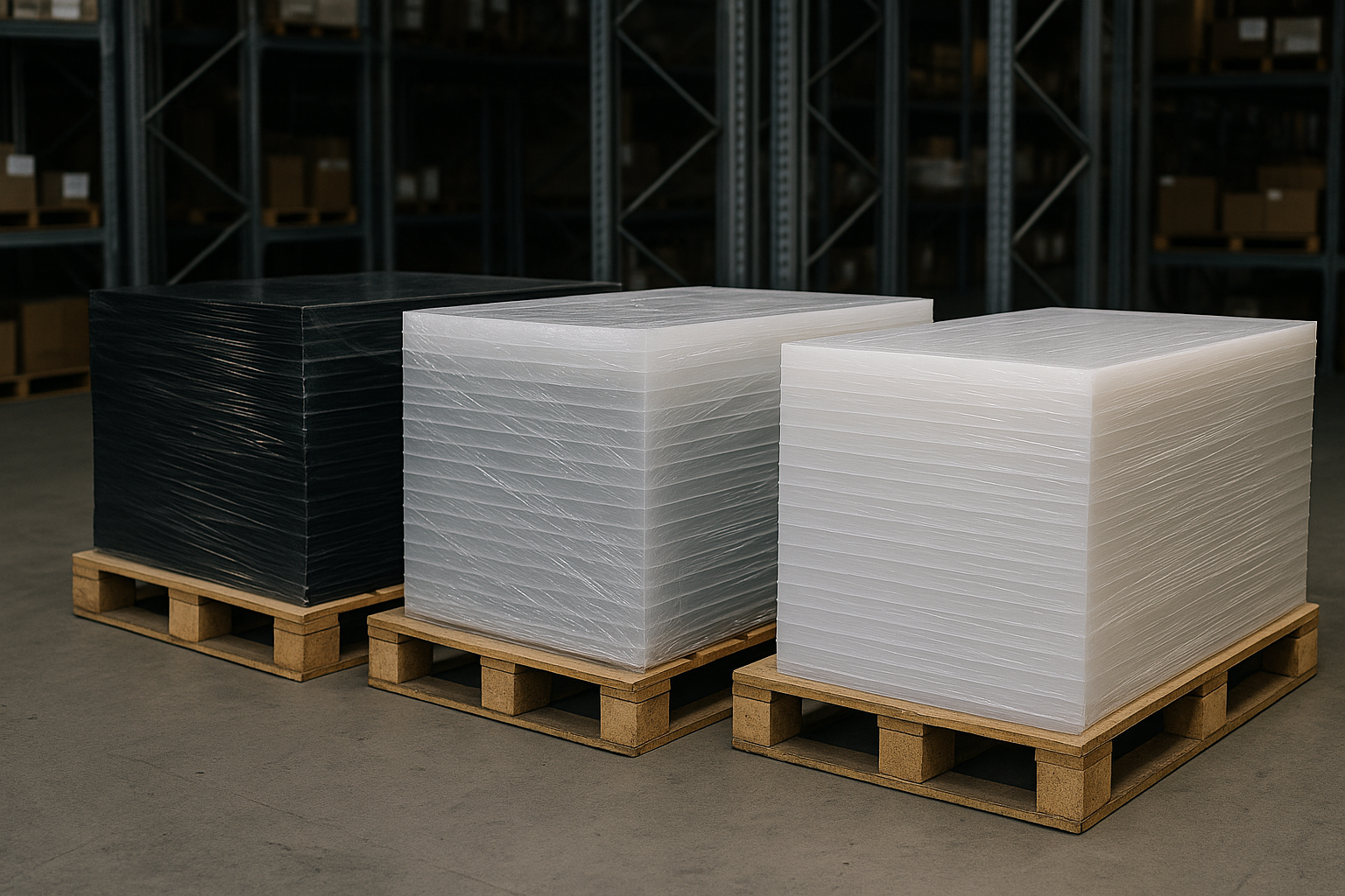 Palettes prêtes à être expédiées dans une zone logistique d’atelier
