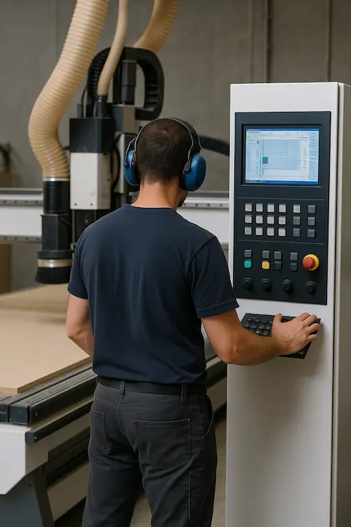 Opérateur sur machine CNC moderne